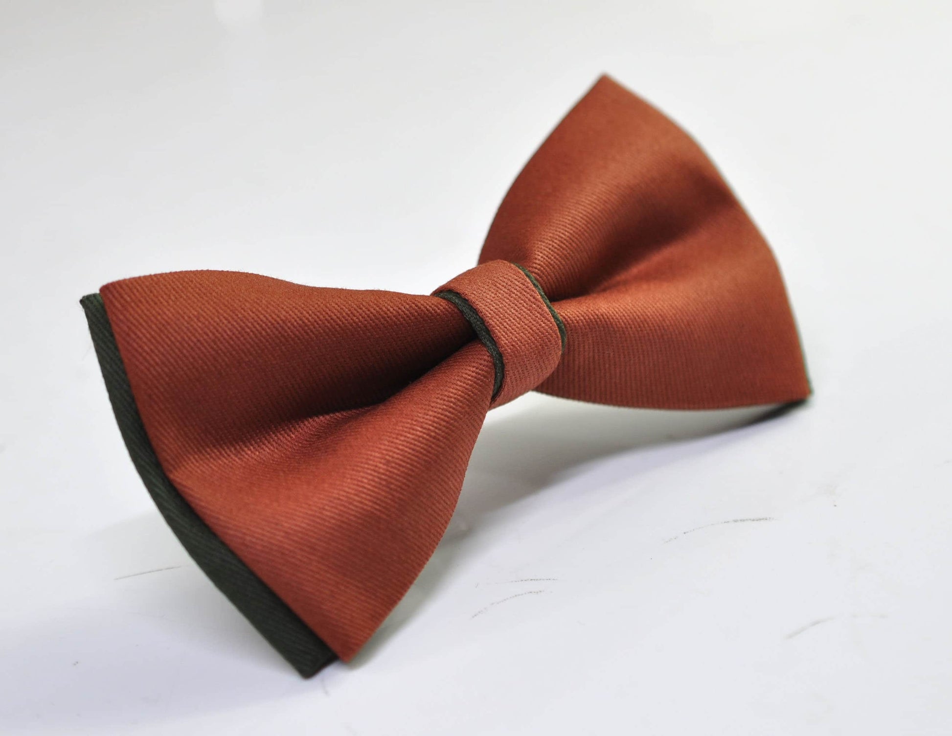 Dark Olive Army Green and Rust Terracotta Brown Cotton Pre tied Bow tie Bowtie for Men Adult / Youth Teenage / Boy Kids / Baby Infant