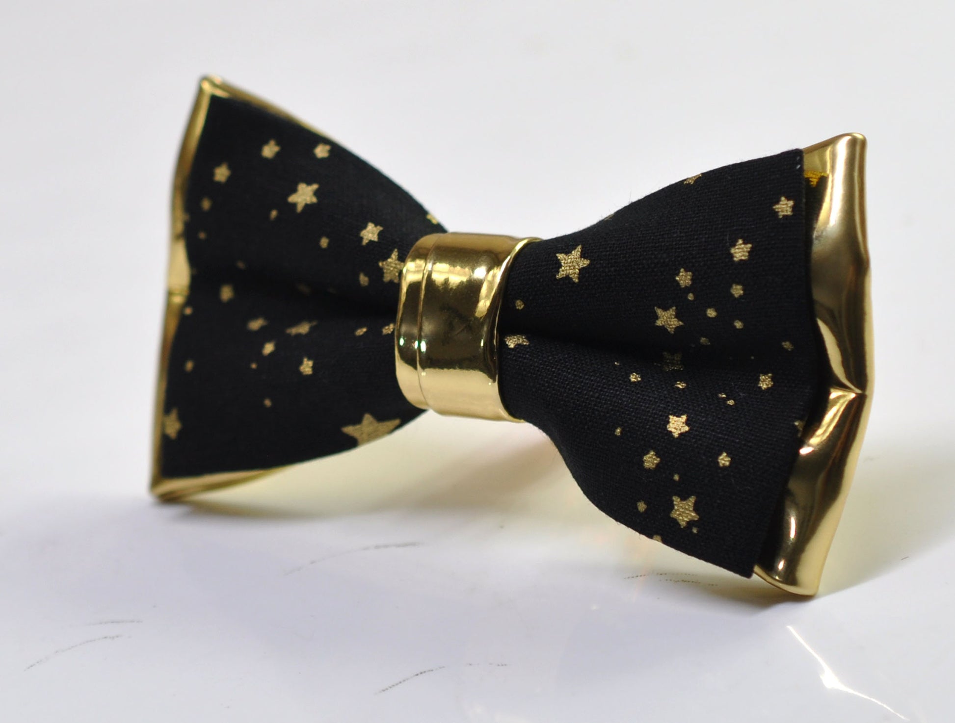 Black Gold Golden Stars Christmas Xmas Bow tie Bowtie + Tan Brown Suspenders Braces Men / Youth/ Boys Kids / Baby Infant Toddler